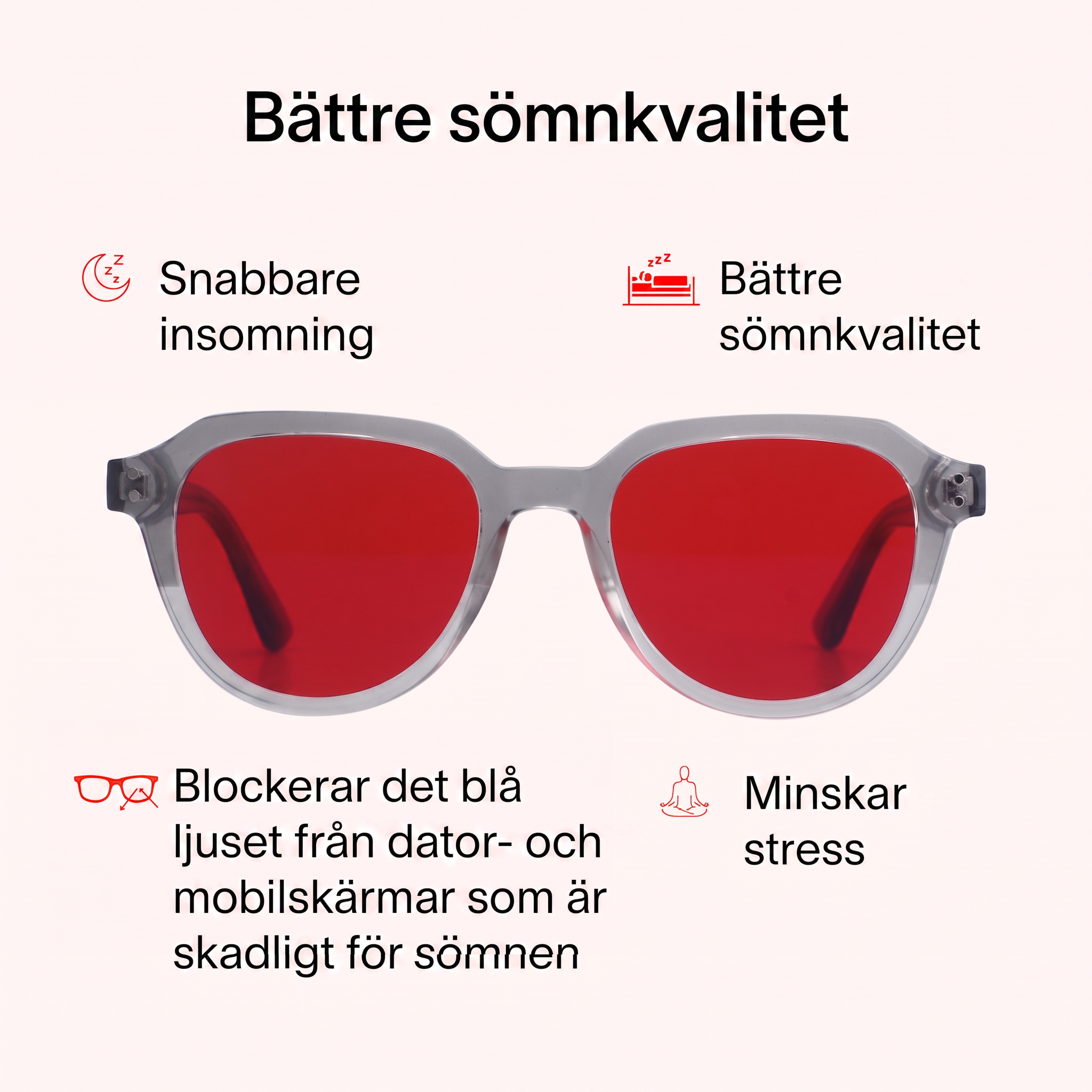 Ljusro™ Blåljusglasögon för bättre sömn – röd