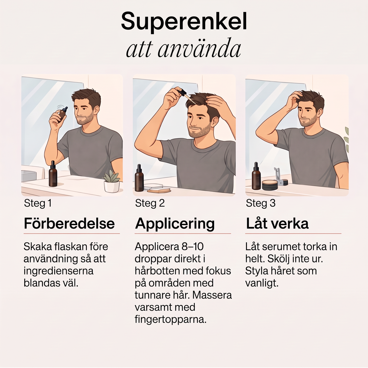 Hårväxt-Serum – superenkel att använda i tre steg