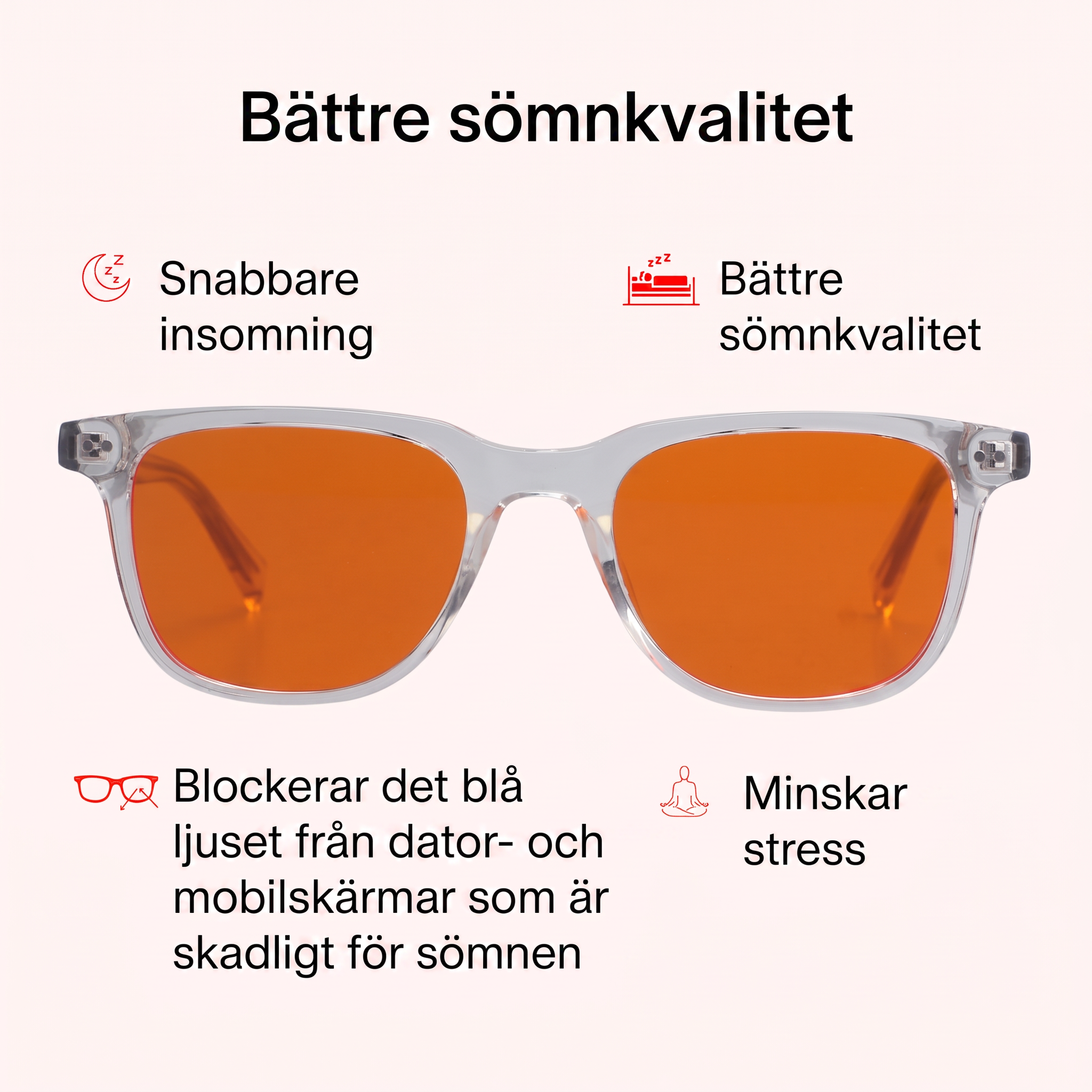 Ljusro™ Blåljusglasögon för bättre sömn – orange/kristall
