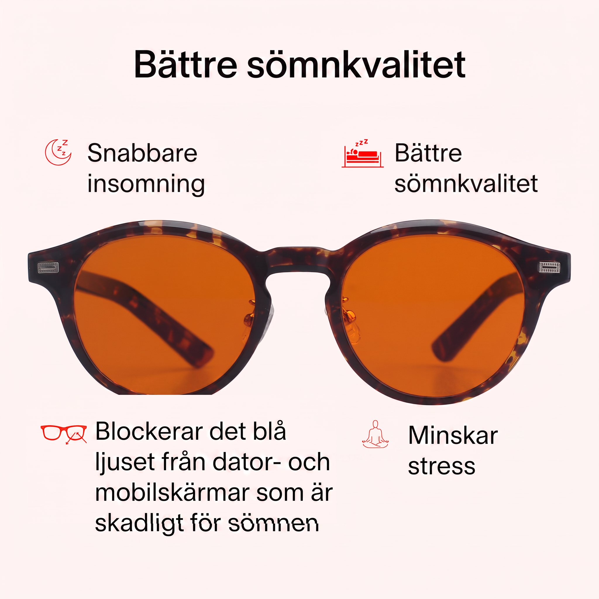 Ljusro™ Blåljusglasögon för bättre sömn – rund orange