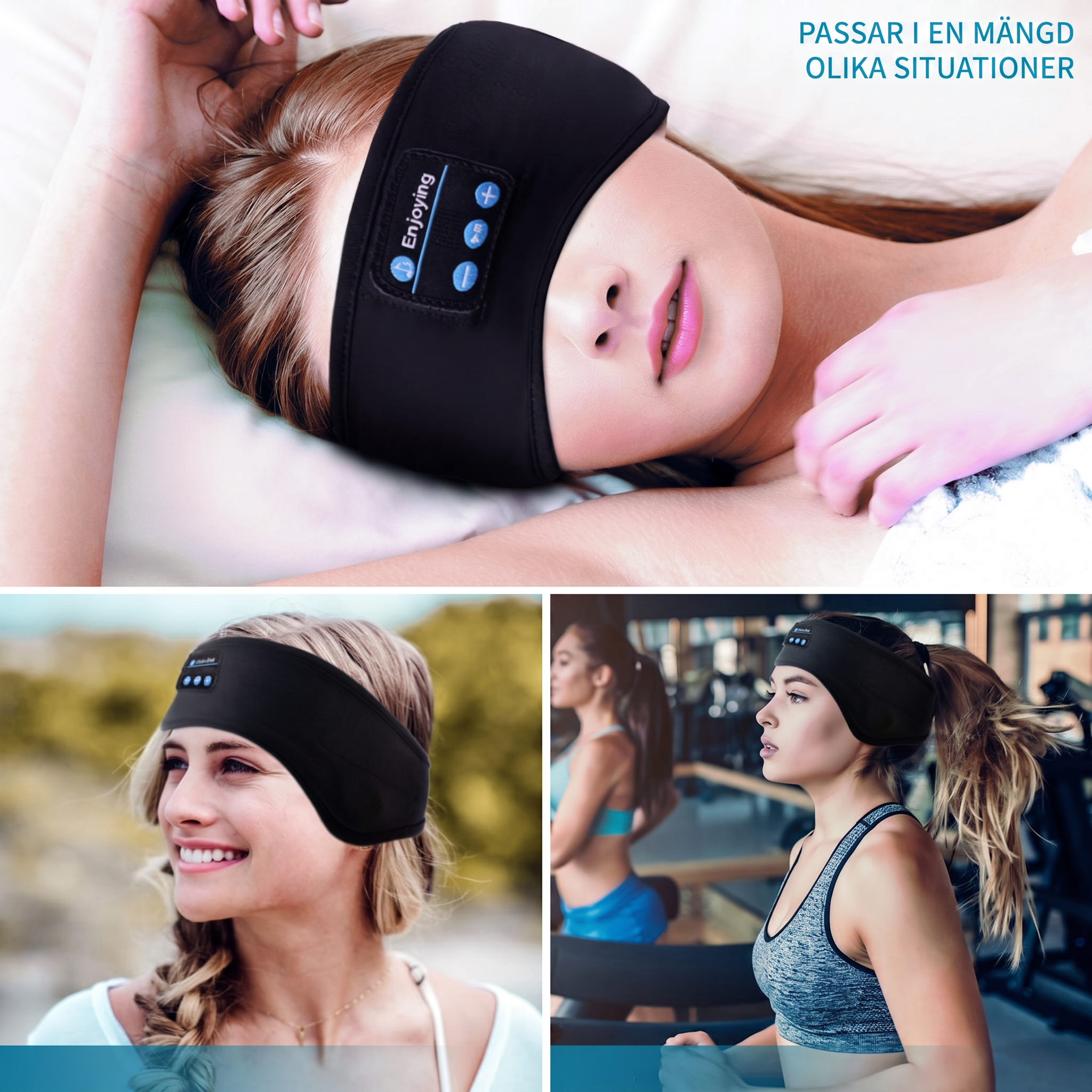 Ljusro™ Sömn-Pannband med Bluetooth – Svart